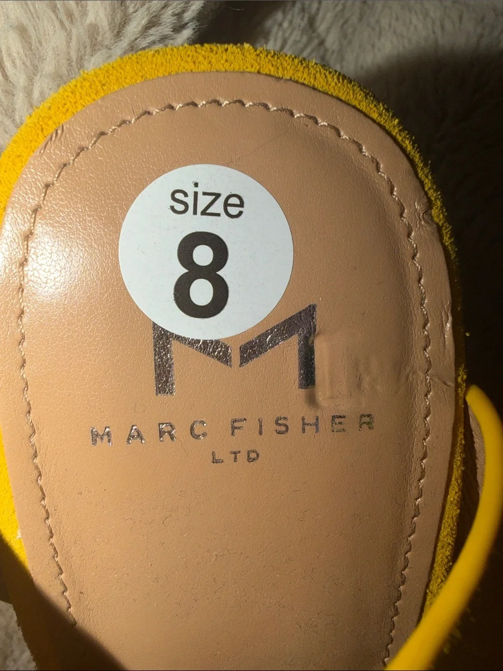 Marc Fisher Cacie Yellow Suede Crisscross Cork Wedge Platform Sandals 8 NWOT